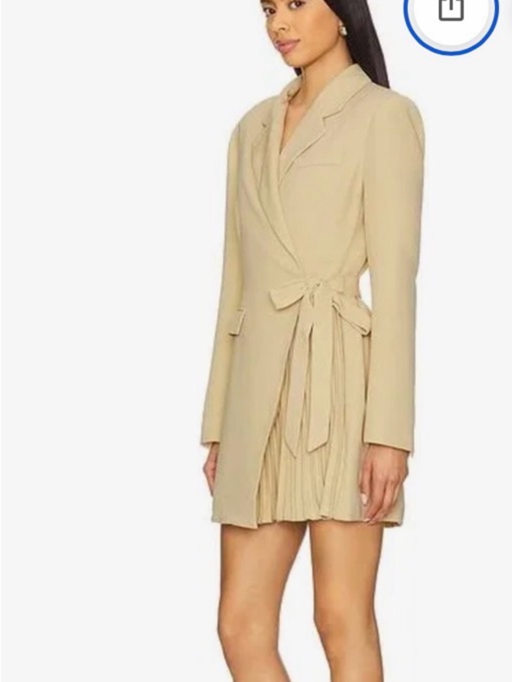 Astr Asymmetrical Pleated Blazer Dress Kesari dress in butter color - Picture 4 of 6
